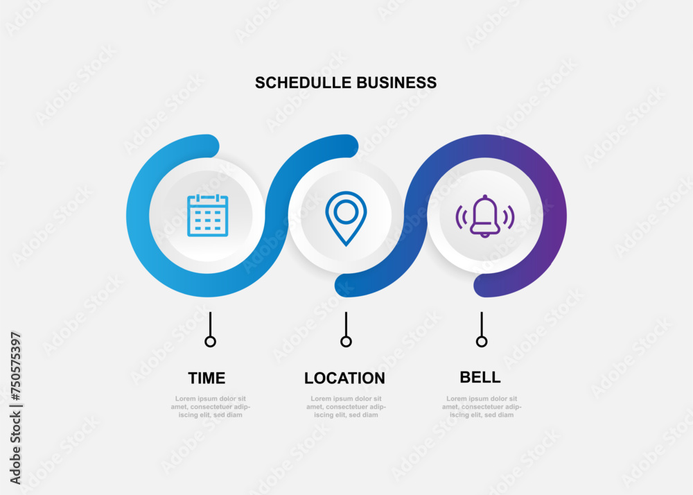 Poster Business template infographic vector element with circle line connected and 3 step process or option