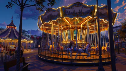 Rolgordijnen The carousel is the most popular attraction. © Cybonad