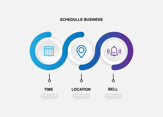Business template infographic vector element with circle line connected and 3 step process or option