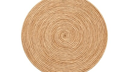 Fototapeta premium straw carpet round decor isolated on white background. Details of modern boho, bohemian, scandinavian style. eco design interior.