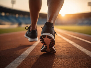 Strong and Resilient, Runner's Legs and Feet in the Golden Hour.