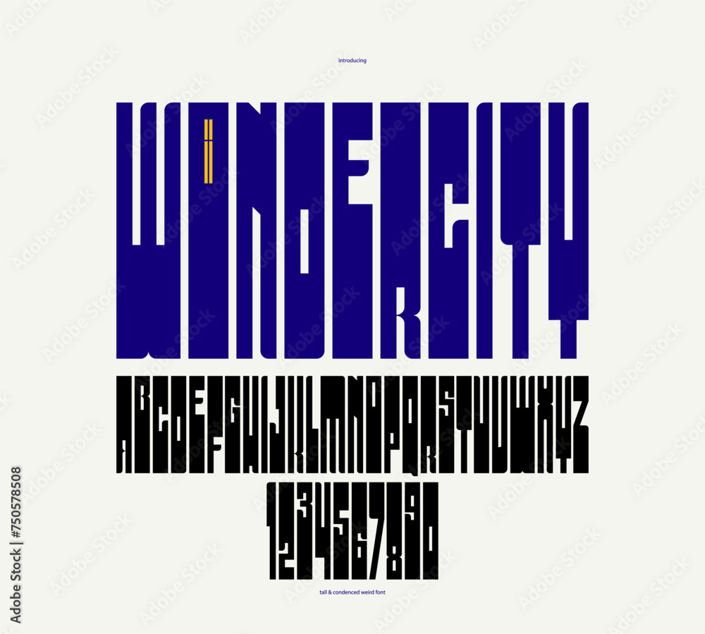 Fototapete bold and strong vector geometric font for logos and emblems, display typeface for posters and headli