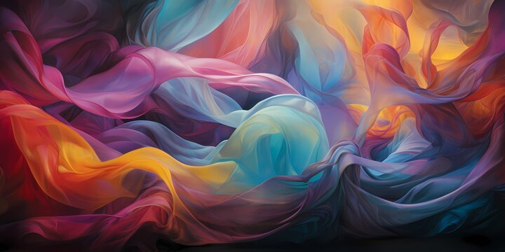 Ribbons of color dancing through a void of darkness, creating an ethereal tapestry.