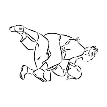 recommend clip art: Martial arts coach, sambo, judo and wrestling. belt wrestling vector sketch