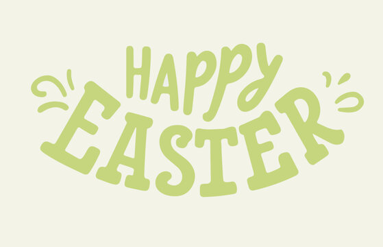 Watercolor cute Easter lettering Happy easter.
