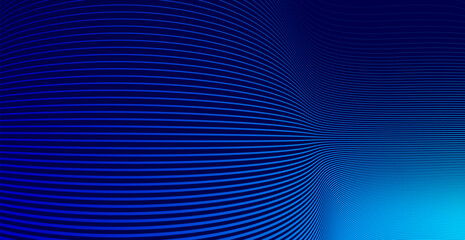 Linear abstract background, vector design 3D lines in perspective, curve and wave lines in motion, smooth and soft backdrop.