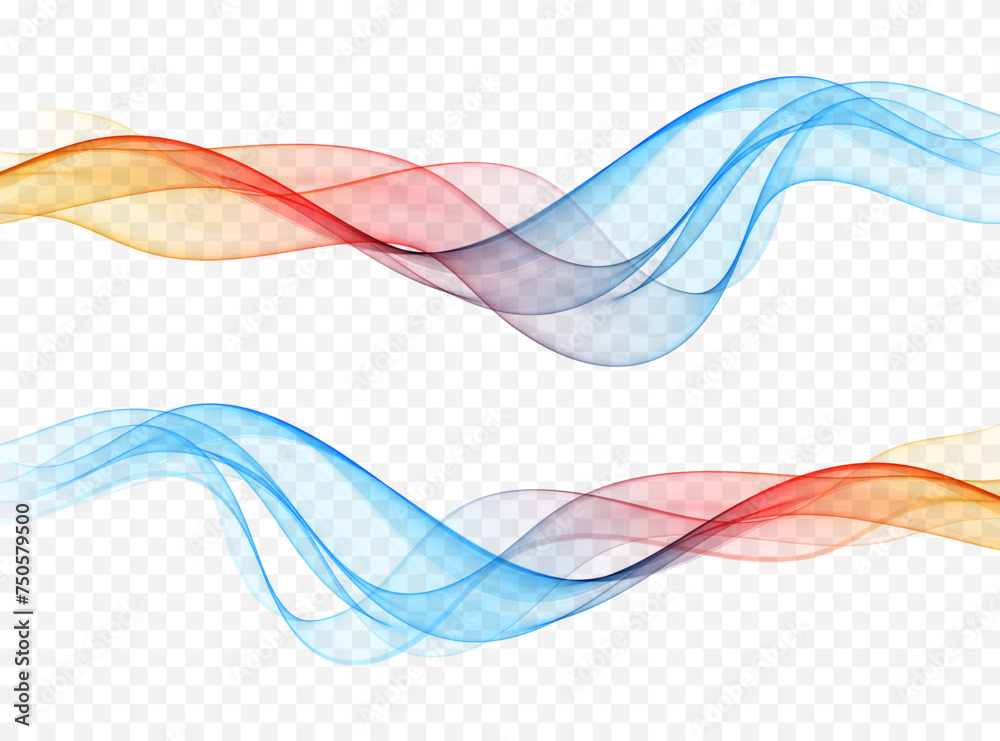 Wall mural wavy design element,abstract transparent color wave.