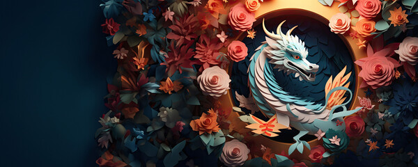 Dragon design with flowers