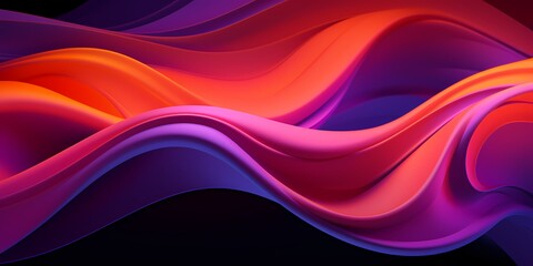 Fototapeta premium Neon pink and orange 3D waves creating a bold and striking visual impact.