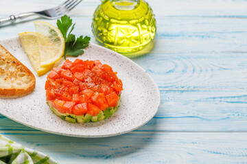 Delicious salmon and avocado tartare