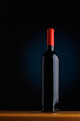 Wine sophistication: Bottle displayed on a bar table