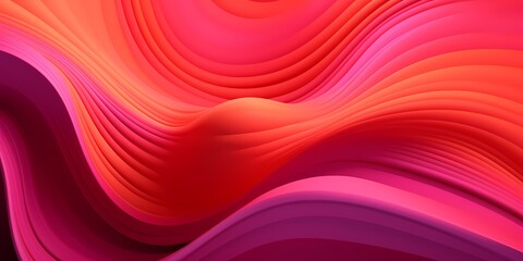 Obraz premium Neon pink and orange 3D waves creating a bold and striking visual impact.