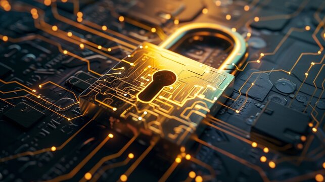 A digital padlock symbolizing cybersecurity and the protection of sensitive data in a technological context, emphasizing the importance of secure information storage and safety measures