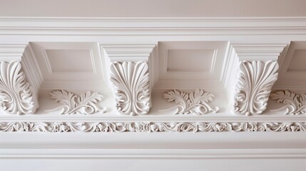 Luxurious Ceiling Moulding: Detailed Close-Up of Home Interior - obrazy, fototapety, plakaty