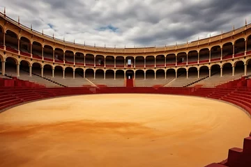 Poster Empty round bullfight arena in Spain. Spanish bullring for traditional performance of bullfight © Rana