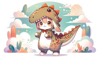 恐竜コスプレの魔法ウサギ