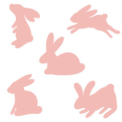Bunnies set flat design rabbits springtime