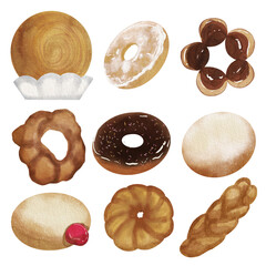 Donuts watercolor illustration