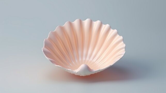 Empty open seashell 3d rendering.


