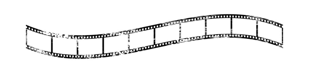 Grunge retro 35mm film strip in 3d vector design with 10 frames isolated on white. Black film reel mockup illustration to use in photography, television, cinema, travel, photo frame. 