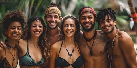 Group in a Wellness Retreat Pursuit of Health and Happiness - obrazy, fototapety, plakaty