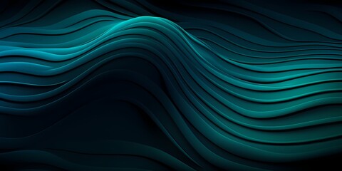 Fototapeta premium Mysterious dark 3D waves with hints of luminous teal, creating an enigmatic ambiance.