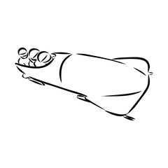 Vector illustration. Illustration shows a bobsledder driving on the car. Bobsleigh. Winter sport