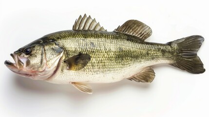 Isolated Largemouth Bass Fish Against White Background