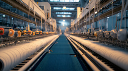 A view of a modern and efficient textile industry production line unit