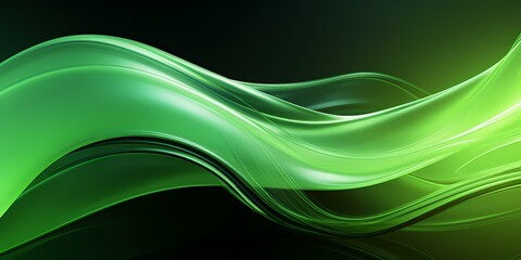 Fototapeta premium Luminous green abstract 3D waves rippling with energy.
