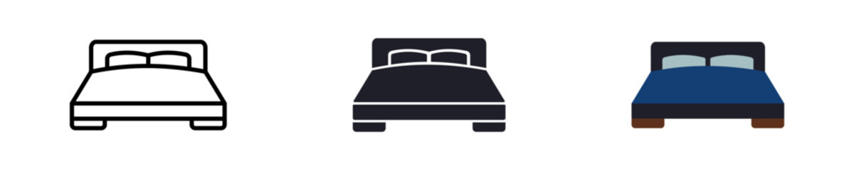 Bed icon illustration. Simple furniture to sleep vector symbol. Isolated graphic illustration beds . Sign hotel. Modern bed icon in vector design style