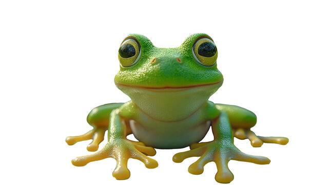 Green Frog standing on a leaf in nature Image generated by AI