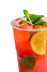 Strawberry Lemonade with Lemon Slices and Mint