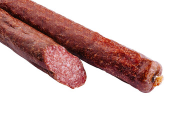 Italian salami sausage isolated on white background