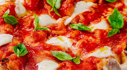 square margherita pizza top view