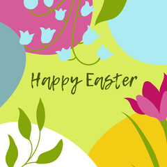 Easter poster and banner template with Easter eggs and 
 flowers .Vector design in a flat style.Promotion and purchase template