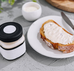 sandwich with ricotta cheese on plate