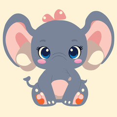 baby elephants, vector illustration kawaii
