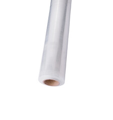 Roll of plastic stretch wrap film on white