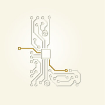 L (Initial Letter) created with electronic conductive tracks - Cut Out Infographic Design