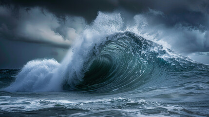Big waves, storm in the sea. 