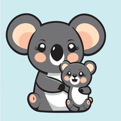 Obraz na płótnie Canvas beautiful koala mom and one baby koala, t-shirt design, vector illustration kawaii
