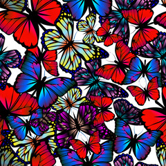Fototapeta na wymiar Seamless pattern of butterflies. hand drawing. Not AI, Vector illustration