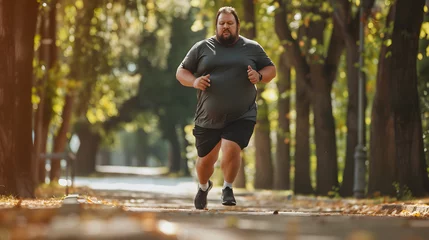 Fotobehang fat man jogging © kenpaul