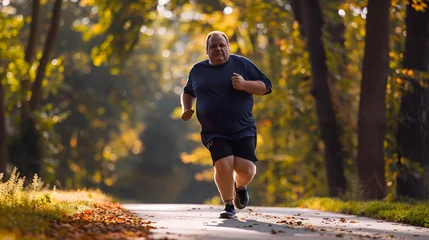 Foto op Plexiglas fat man jogging © kenpaul