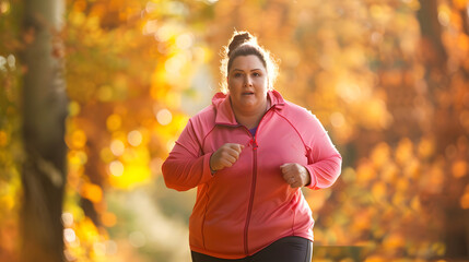 fat woman jogging