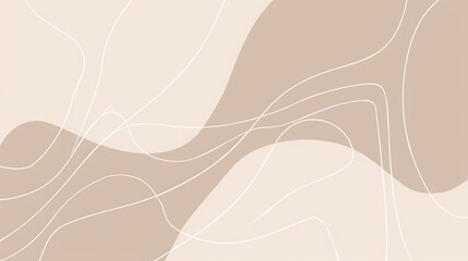 Fototapeta na wymiar aesthetic shapes, abstract line art, white lines, beige background, space between elements, simple