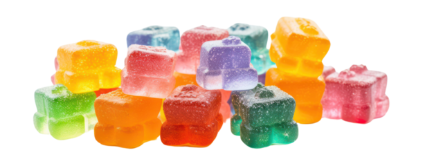 Colorful bear jelly gummy on transparent background.