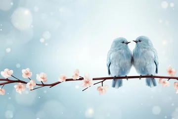 Fototapete Rund Couple cute bird on blurred nature background for cute design © kenkuza