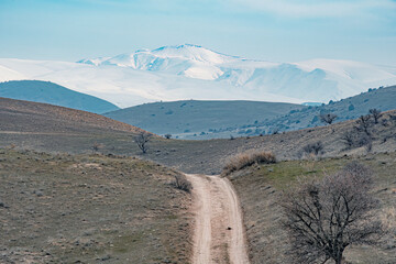 mountain road in the snow